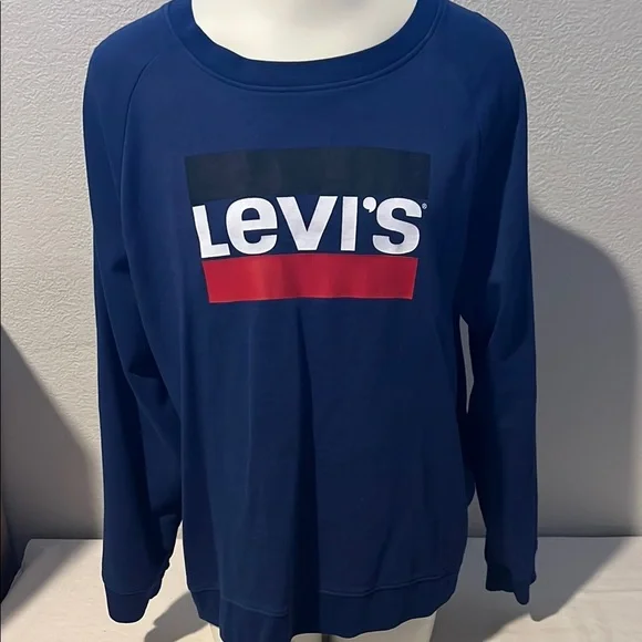 Levi's Blue Crew Neck Sweatshirt with Logo - Picture 1 of 5